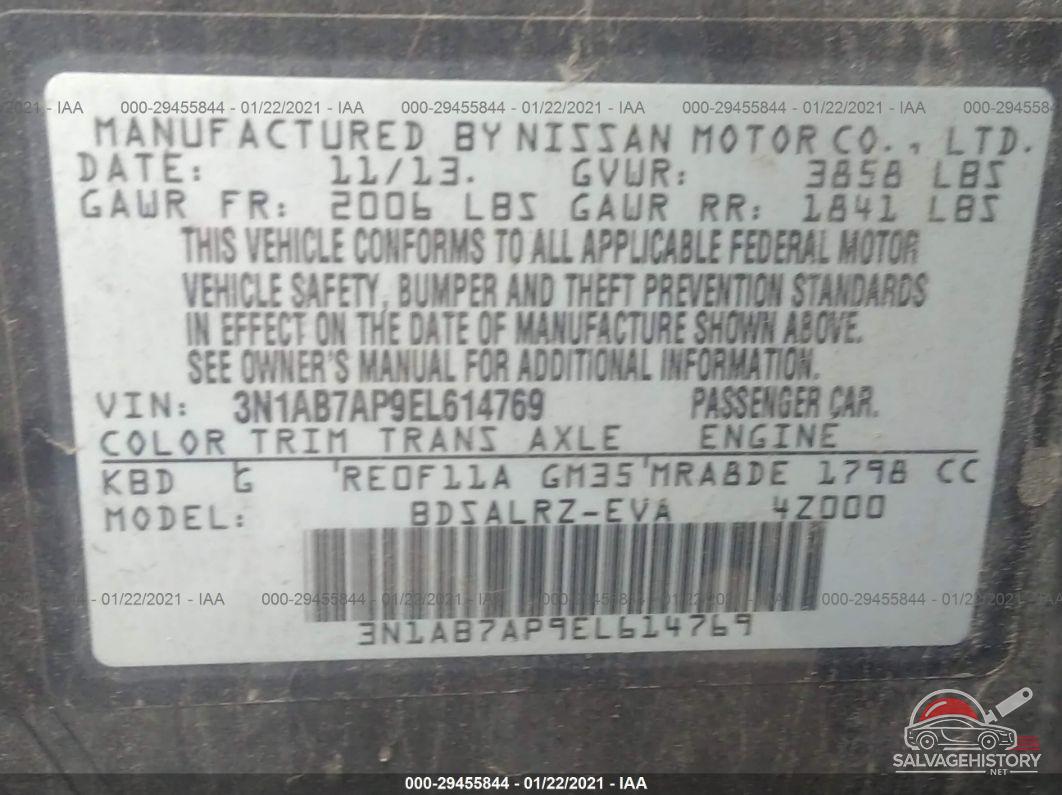 3N1AB7AP9EL614769 2014 NISSAN SENTRA photo no. 9