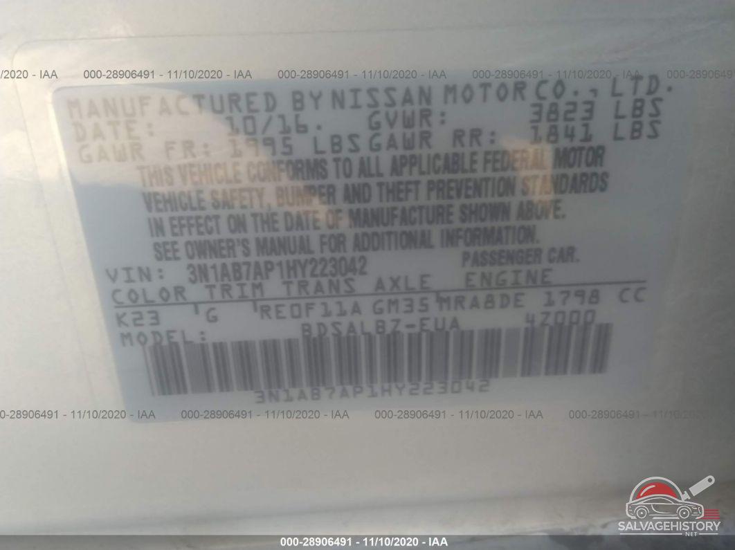 3N1AB7AP1HY223042 2017 NISSAN SENTRA photo no. 9