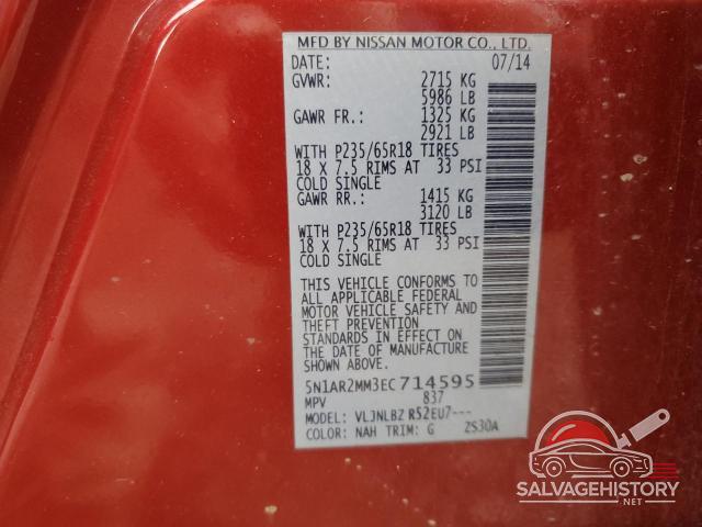 5N1AR2MM3EC714595 2014 NISSAN PATHFINDER photo no. 13