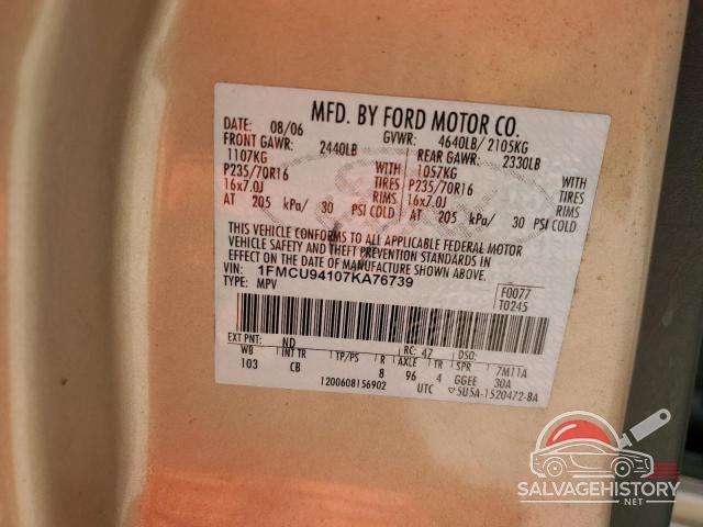 1FMCU94107KA76739 2007 FORD ESCAPE photo no. 13