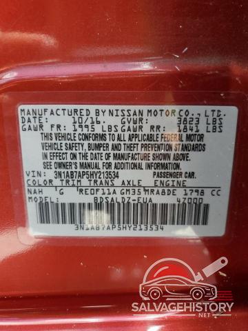 3N1AB7AP5HY213534 2017 NISSAN SENTRA photo no. 12