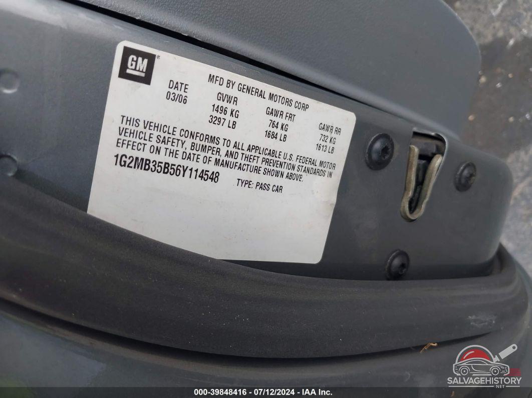 1G2MB35B56Y114548 2006 PONTIAC SOLSTICE photo no. 9