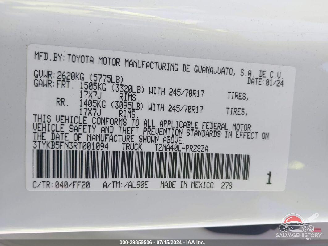 3TYKB5FN3RT001094 2024 TOYOTA TACOMA photo no. 9