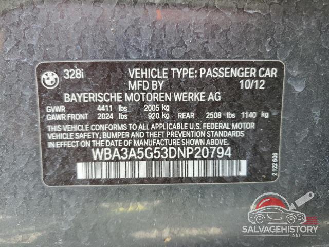 WBA3A5G53DNP20794 2013 BMW 3 SERIES photo no. 12