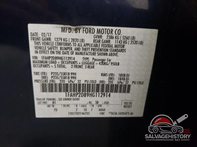 1FAHP2D89HG112914 2017 FORD TAURUS photo no. 12