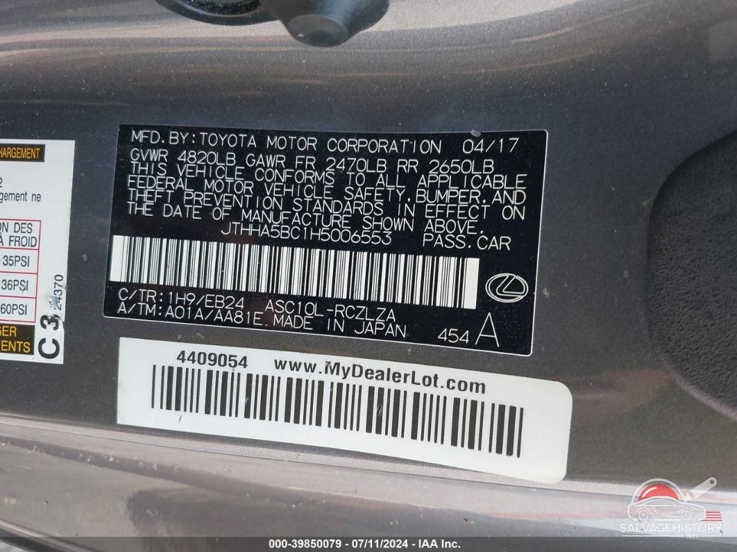 JTHHA5BC1H5006553 2017 LEXUS RC photo no. 9