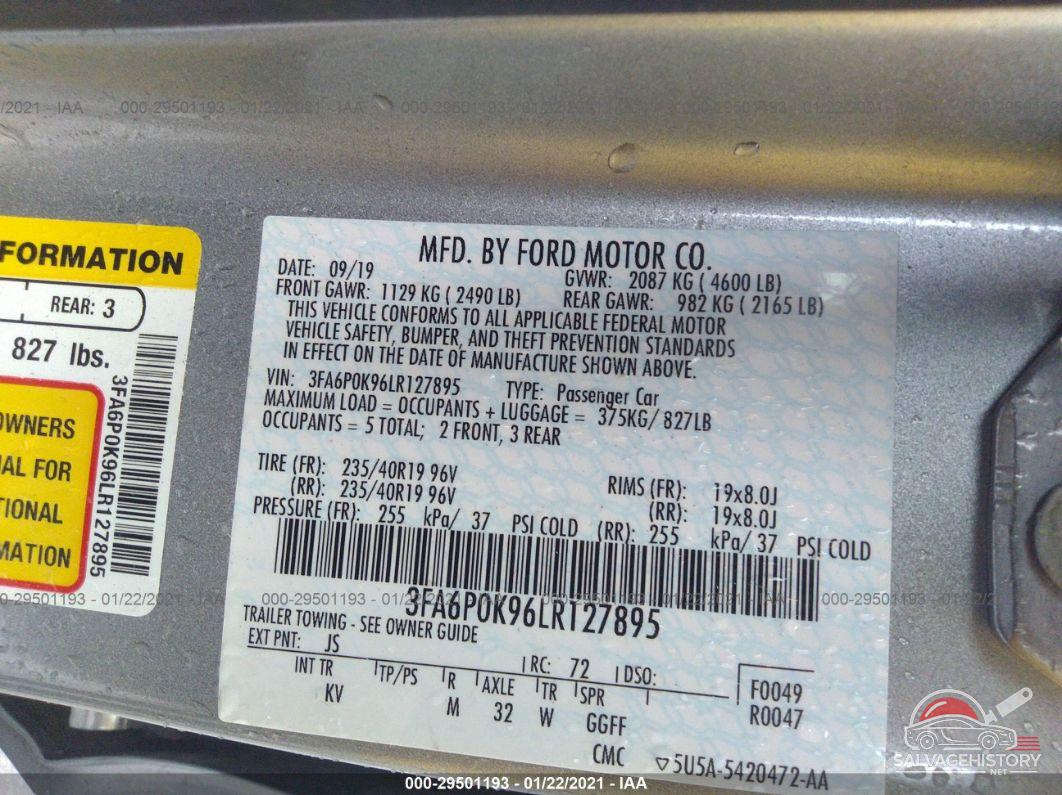 3FA6P0K96LR127895 2020 FORD FUSION photo no. 9