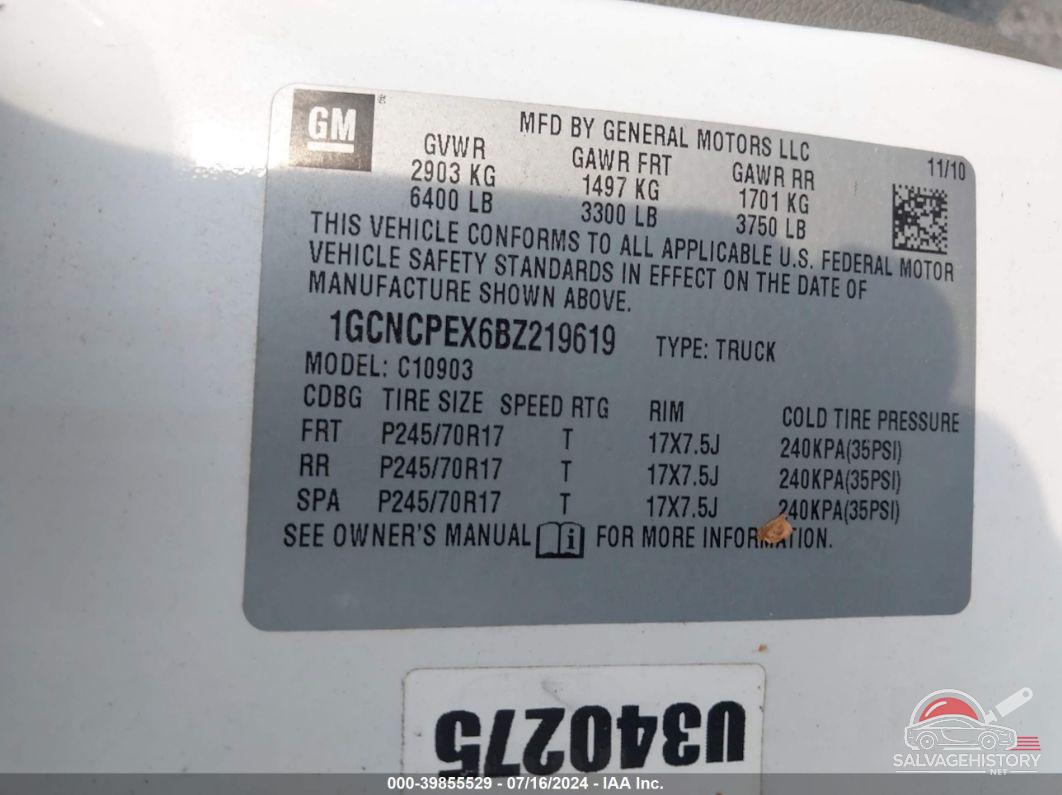 1GCNCPEX6BZ219619 2011 CHEVROLET SILVERADO photo no. 9