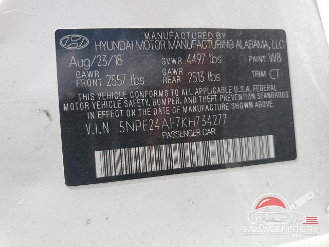 5NPE24AF7KH734277 2019 HYUNDAI SONATA photo no. 12