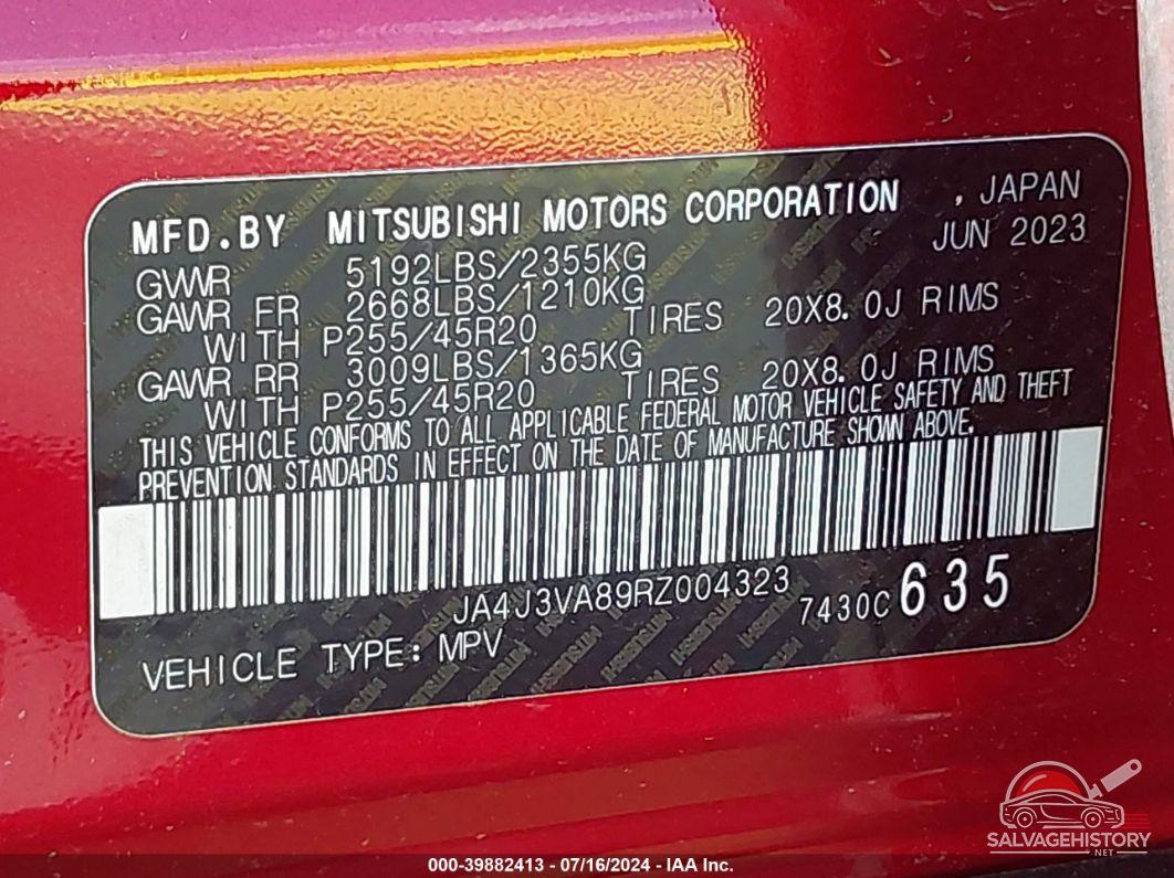 JA4J3VA89RZ004323 2024 MITSUBISHI OUTLANDER photo no. 9