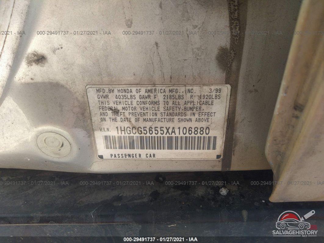 1HGCG5655XA106880 1999 HONDA ACCORD SDN photo no. 9