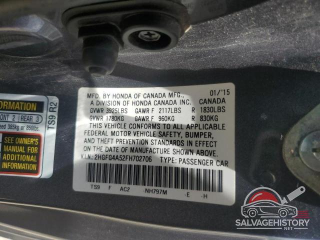 2HGFG4A52FH702706 2015 HONDA CIVIC photo no. 12