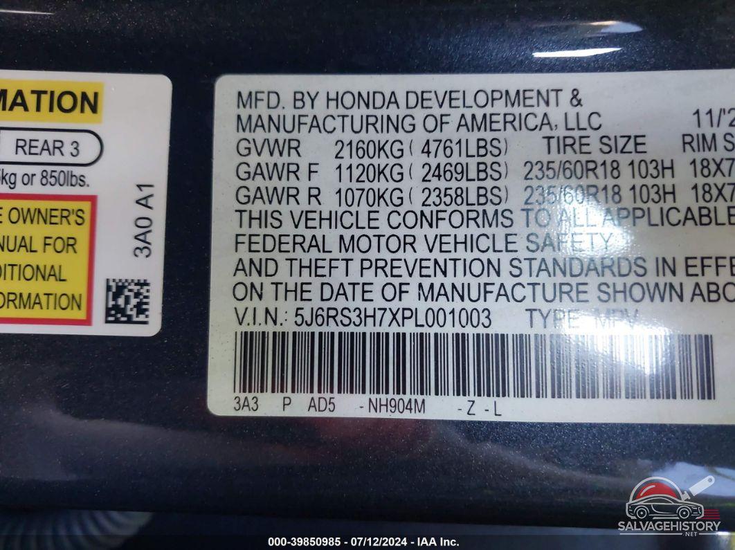 5J6RS3H7XPL001003 2023 HONDA CR-V photo no. 9