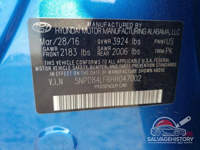 5NPD84LF6HH047002 2017 HYUNDAI ELANTRA photo no. 12