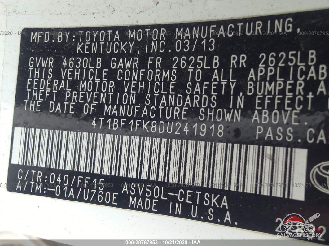 4T1BF1FK8DU241918 2013 TOYOTA CAMRY photo no. 9