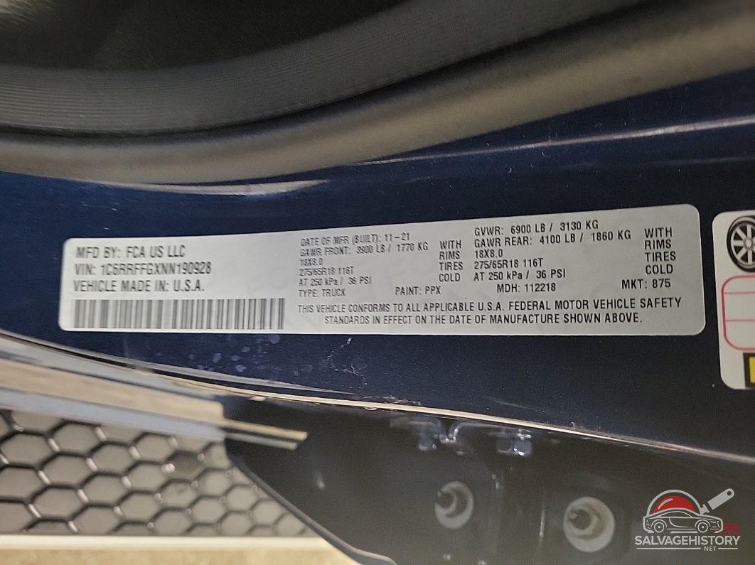 1C6RRFFGXNN190928 2022 RAM 1500 photo no. 8