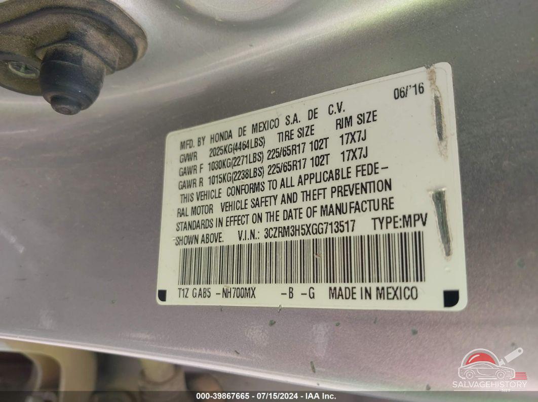 3CZRM3H5XGG713517 2016 HONDA CR-V photo no. 9