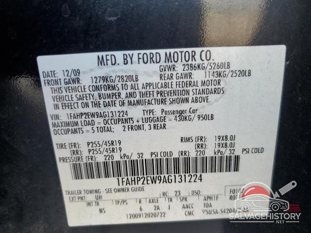 1FAHP2EW9AG131224 2010 FORD TAURUS photo no. 12