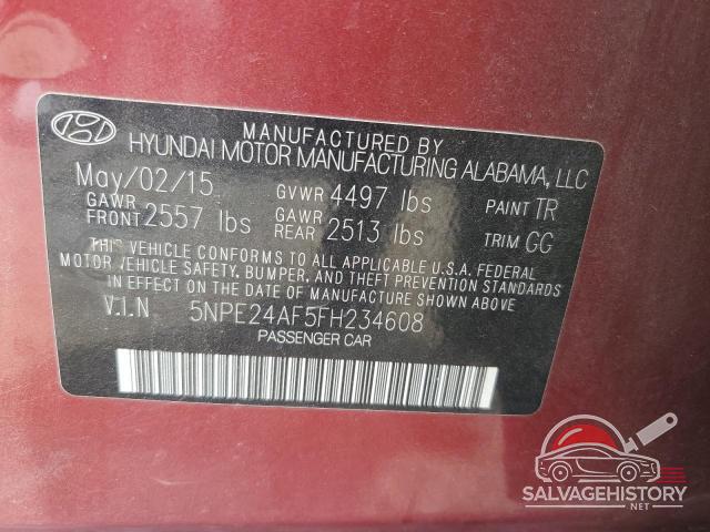5NPE24AF5FH234608 2015 HYUNDAI SONATA photo no. 12