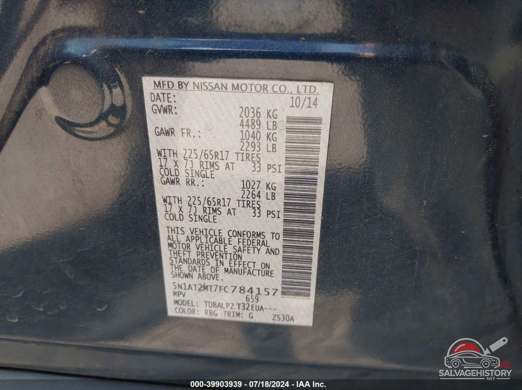 5N1AT2MT7FC784157 2015 NISSAN ROGUE photo no. 9