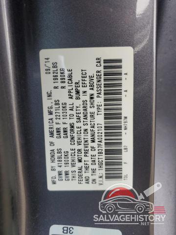 1HGCT1B37FA002107 2015 HONDA ACCORD photo no. 12