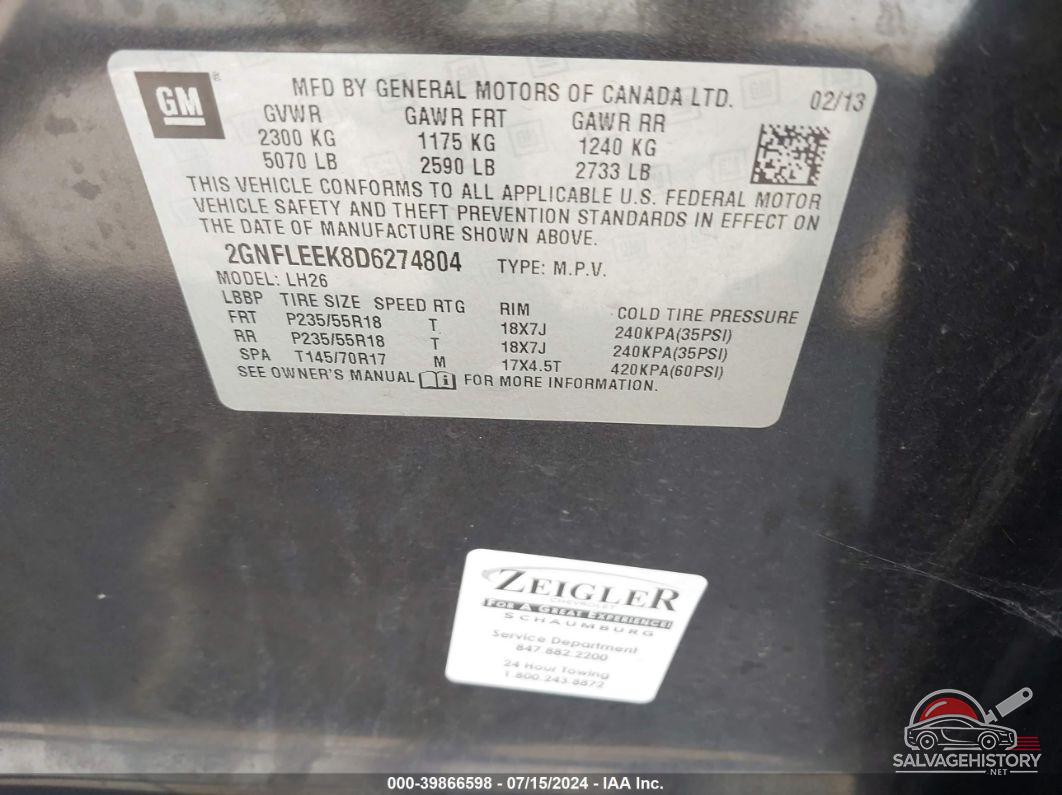 2GNFLEEK8D6274804 2013 CHEVROLET EQUINOX photo no. 9