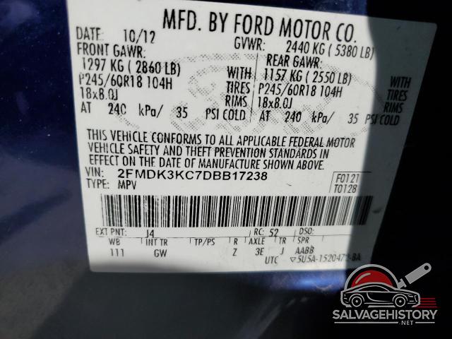 2FMDK3KC7DBB17238 2013 FORD EDGE photo no. 13