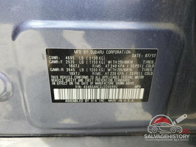 4S4BSANC3J3200992 2018 SUBARU OUTBACK photo no. 12