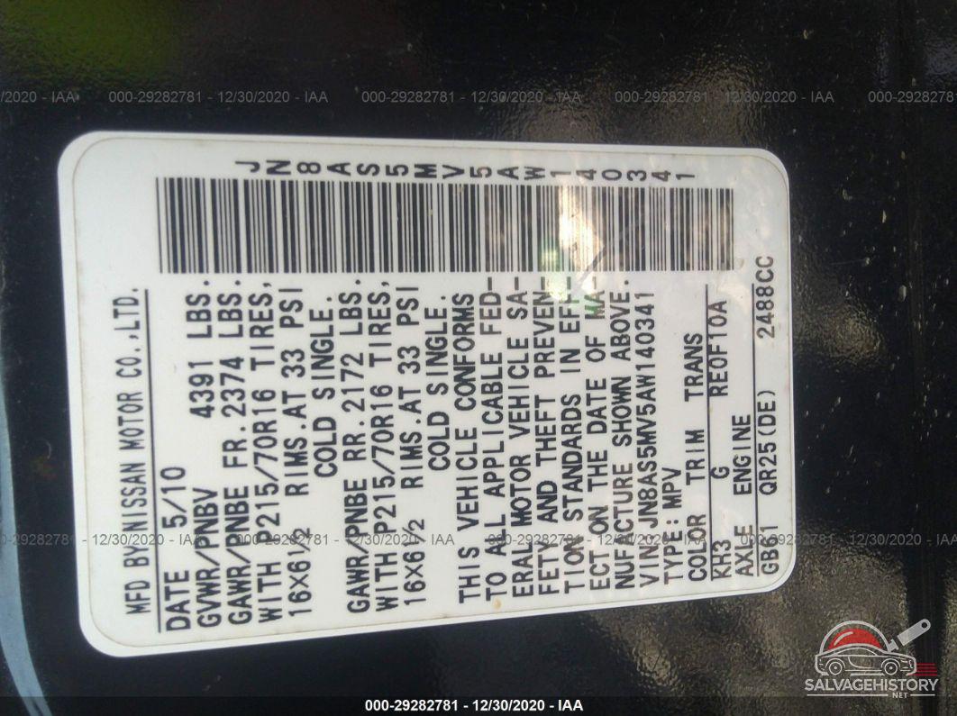 JN8AS5MV5AW140341 2010 NISSAN ROGUE photo no. 9