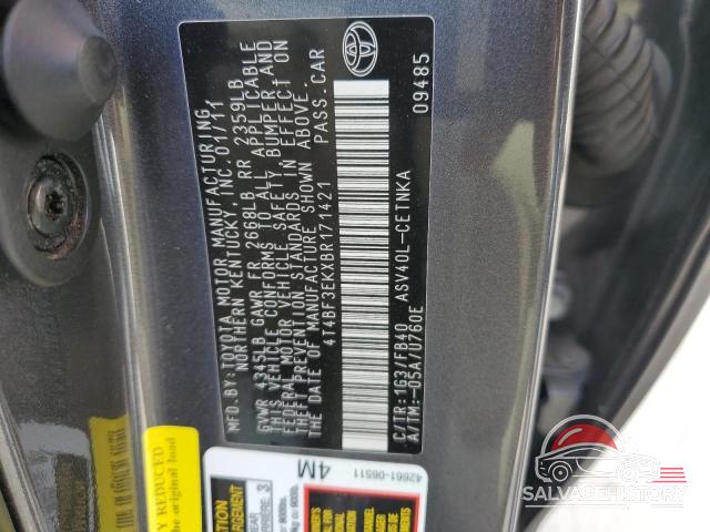 4T4BF3EKXBR171421 2011 TOYOTA CAMRY photo no. 12