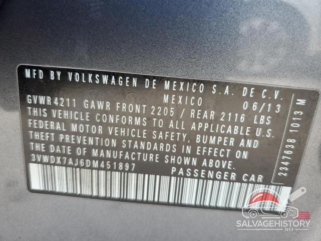3VWDX7AJ6DM451897 2013 VOLKSWAGEN JETTA photo no. 12