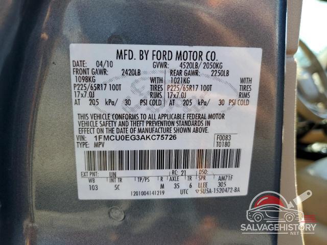 1FMCU0EG3AKC75726 2010 FORD ESCAPE photo no. 12