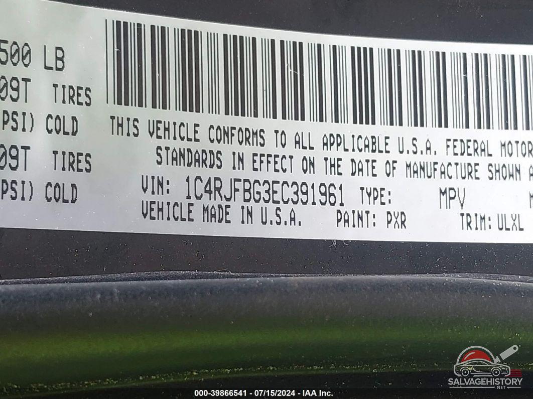 1C4RJFBG3EC391961 2014 JEEP GRAND CHEROKEE photo no. 9