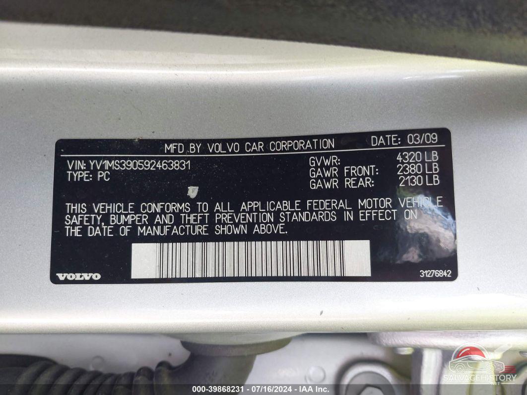 YV1MS390592463831 2009 VOLVO S40 photo no. 9
