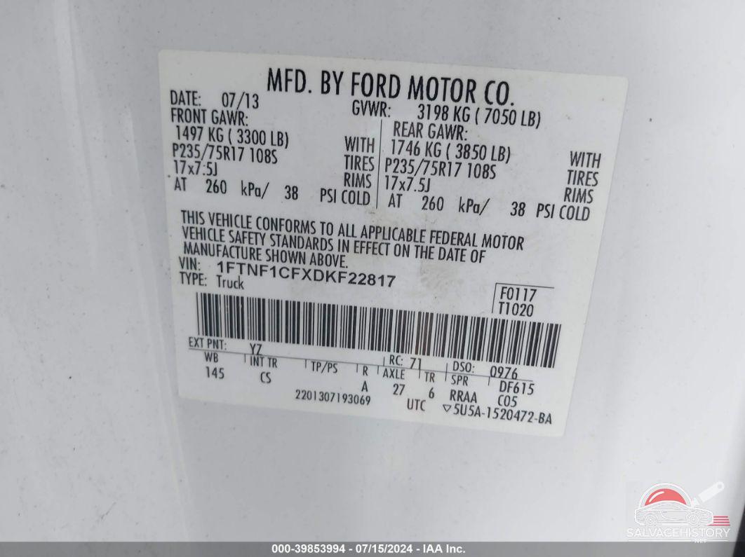 1FTNF1CFXDKF22817 2013 FORD F-150 photo no. 9