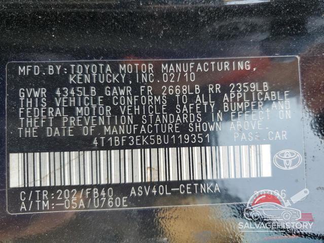 4T1BF3EK5BU119351 2011 TOYOTA CAMRY photo no. 12