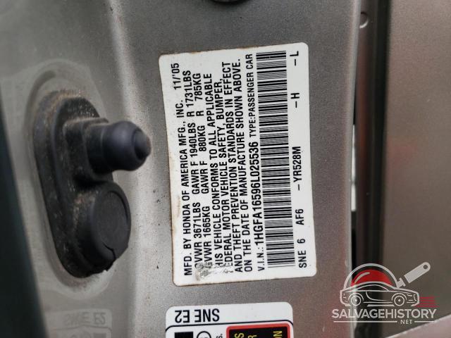 1HGFA16596L025536 2006 HONDA CIVIC photo no. 13