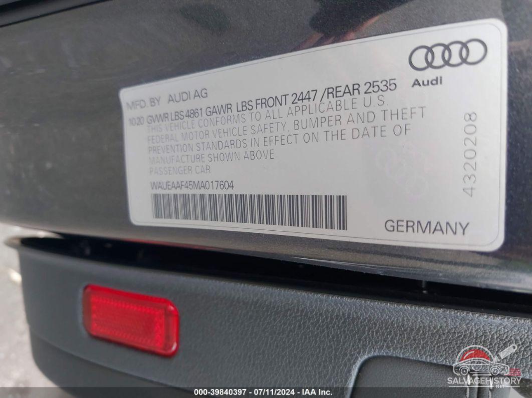 WAUEAAF45MA017604 2021 AUDI A4 photo no. 9