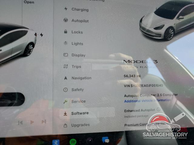 5YJ3E1EA0JF051040 2018 TESLA MODEL 3 photo no. 9
