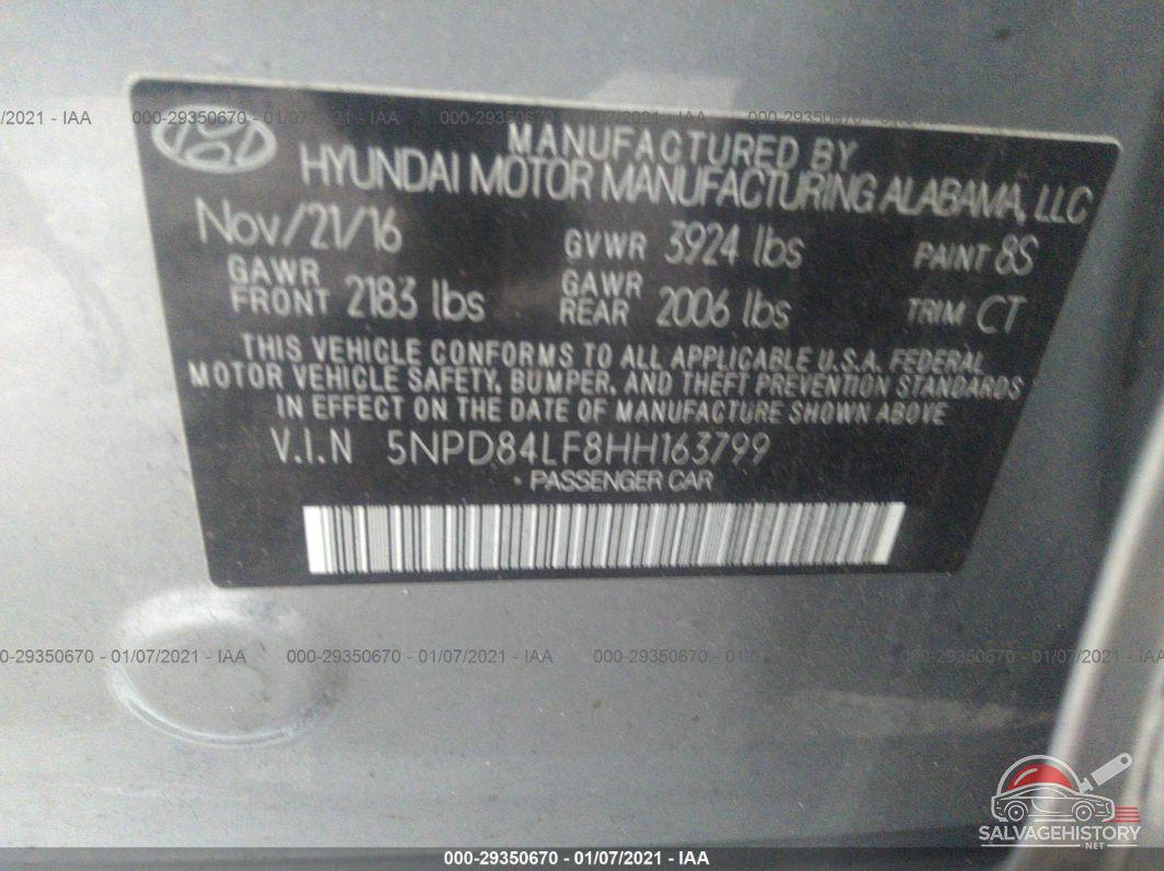 5NPD84LF8HH163799 2017 HYUNDAI ELANTRA photo no. 9