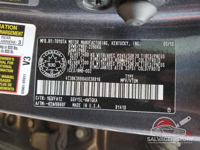 4T3BK3BB8AU038916 2010 TOYOTA VENZA photo no. 13