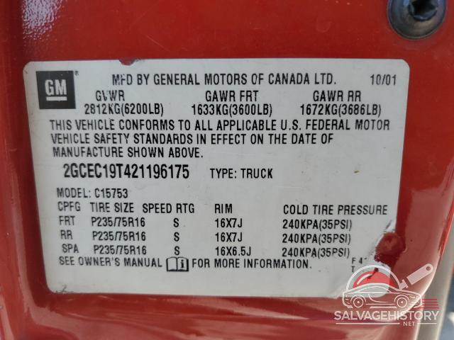 2GCEC19T421196175 2002 CHEVROLET ALL Models photo no. 12