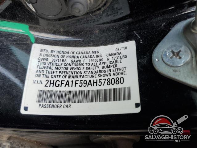 2HGFA1F59AH578080 2010 HONDA CIVIC photo no. 12