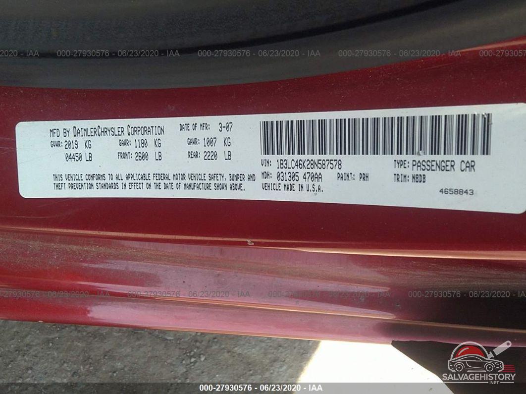 1B3LC46K28N587578 2008 DODGE AVENGER photo no. 9