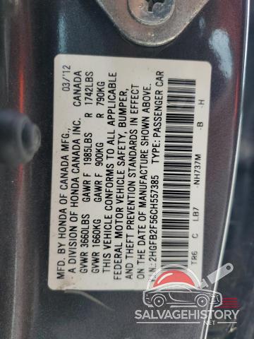 2HGFB2F56CH557385 2012 HONDA CIVIC photo no. 12