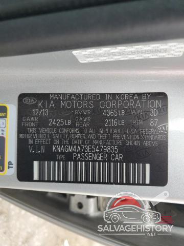 KNAGM4A73E5479835 2014 KIA OPTIMA photo no. 12