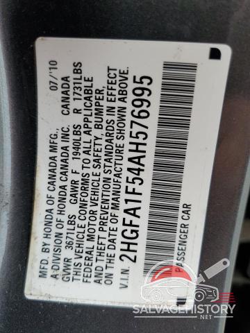 2HGFA1F54AH576995 2010 HONDA CIVIC photo no. 12