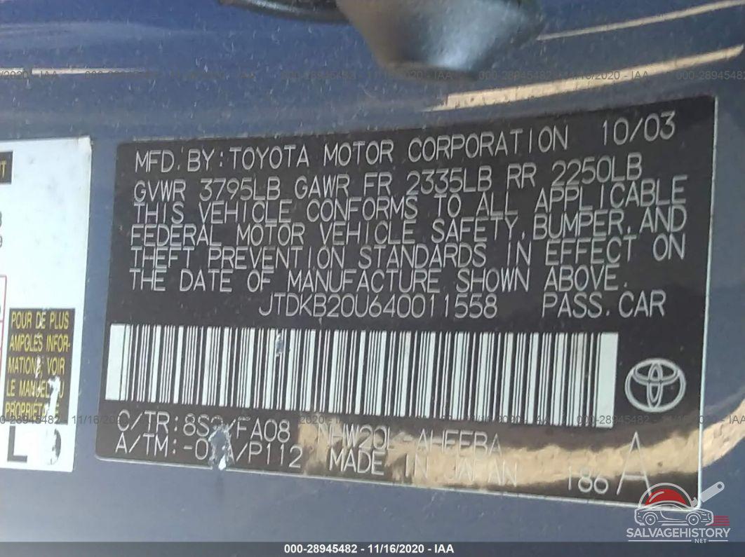 JTDKB20U640011558 2004 TOYOTA PRIUS photo no. 9