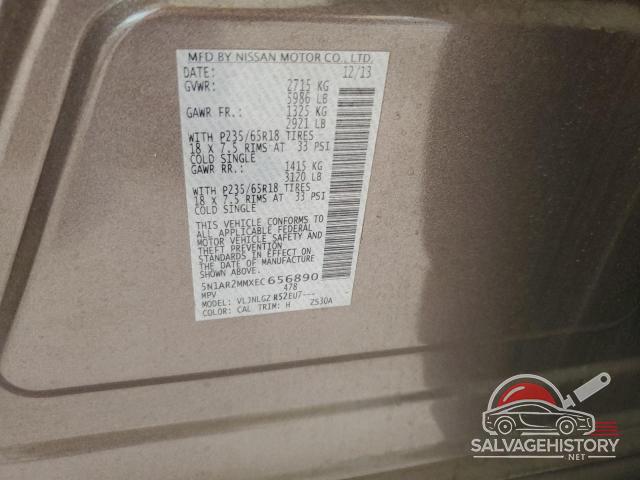 5N1AR2MMXEC656890 2014 NISSAN PATHFINDER photo no. 12