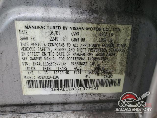 1N4AL11D35C377145 2005 NISSAN ALTIMA photo no. 12